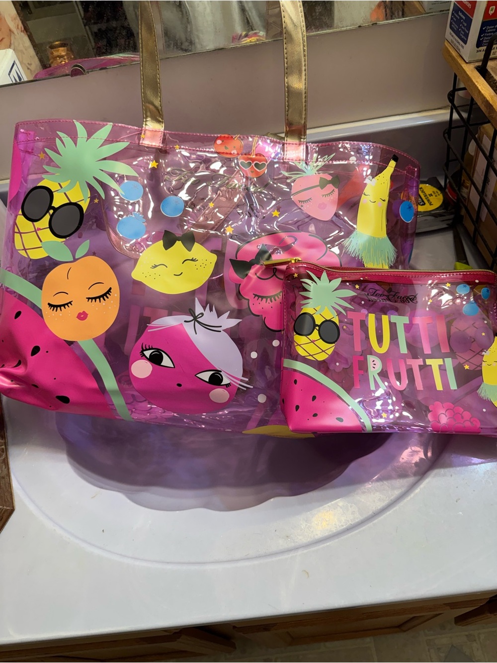 Too Faced Tutti Frutti Tote Bag and Cosmetic Bag Set